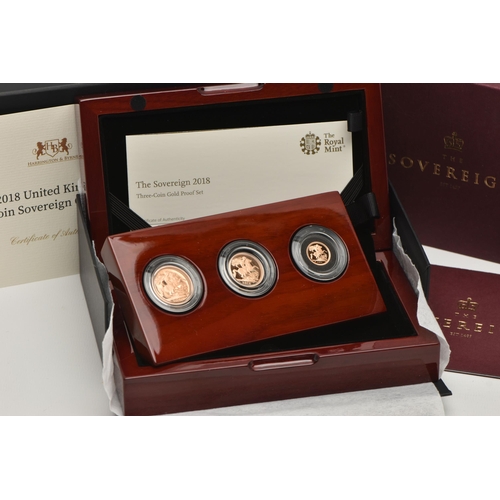 144 - ROYAL MINT UNITED KINGDOM 3 COIN PROOF SOVEREIGN COLLECTION, to include a Full Sovereign, Half Sover... 