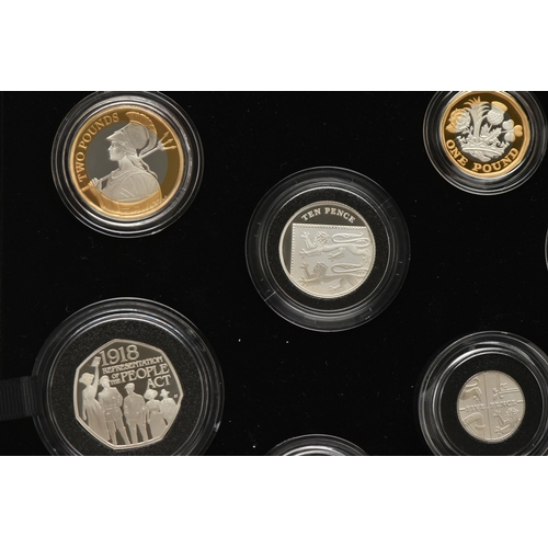 145 - ROYAL MINT 2018 UNITED KINGDOM SILVER PROOF COIN SET, containing 13 coins from 2018 Five Pounds to S... 