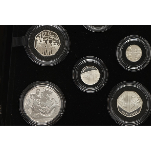 145 - ROYAL MINT 2018 UNITED KINGDOM SILVER PROOF COIN SET, containing 13 coins from 2018 Five Pounds to S... 