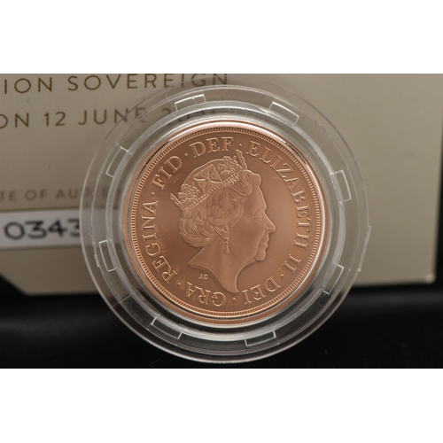 157 - ROYAL MINT STRUCK ON THE DAY QUEEN ELIZABETH 95th Birthday gold plain edge Sovereign coin with Crown... 