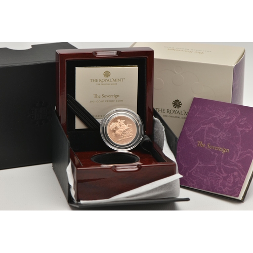 158 - ROYAL MINT GOLD PROOF SOVEREIGN 2021 WITH CROWN CYPHER, 916.7 Au, 7.98 grams, 22.05mm diameter, 7,85... 