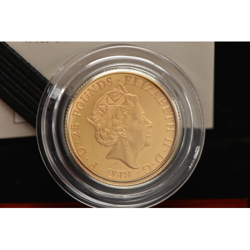 160 - ROYAL MINT TUDOR BEASTS (Lion of England) Quarter Ounce Gold Proof coin, 2022 £25, 999.9 Au, 7.80 gr... 