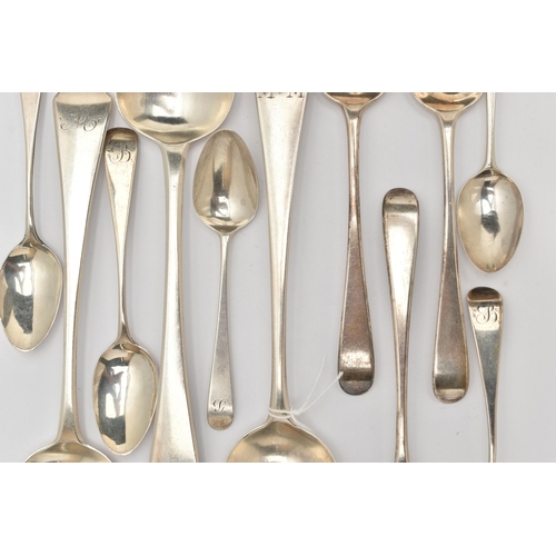 163 - A SMALL PARCEL OF LATE 18TH & 19TH CENTURY FLATWARE, MOSTLY OLD ENGLISH PATTERN, comprising a set of... 