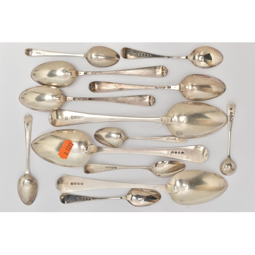 163 - A SMALL PARCEL OF LATE 18TH & 19TH CENTURY FLATWARE, MOSTLY OLD ENGLISH PATTERN, comprising a set of... 