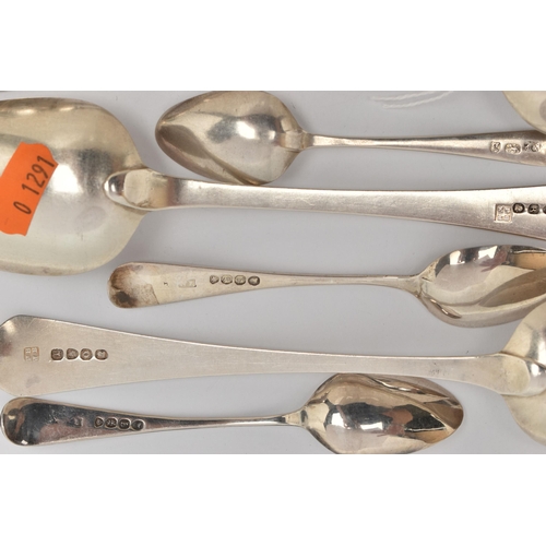 163 - A SMALL PARCEL OF LATE 18TH & 19TH CENTURY FLATWARE, MOSTLY OLD ENGLISH PATTERN, comprising a set of... 