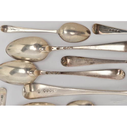 163 - A SMALL PARCEL OF LATE 18TH & 19TH CENTURY FLATWARE, MOSTLY OLD ENGLISH PATTERN, comprising a set of... 