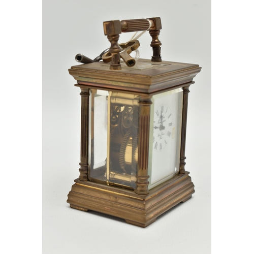 168 - A 20TH CENTURY MINIATURE FRENCH L'EPEE CARRIAGE CLOCK, the enamel dial with Roman numerals, the face... 