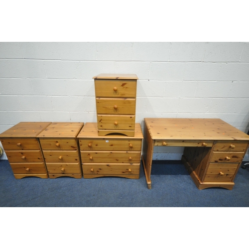 1289 - A PINE BEDROOM SUITE, comprising a chest of three drawers, width 81cm x depth 44cm x height 70cm, th... 