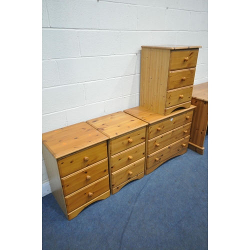 1289 - A PINE BEDROOM SUITE, comprising a chest of three drawers, width 81cm x depth 44cm x height 70cm, th... 