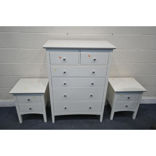 1294 - A MARKS AND SPENCERS WHITE BEDROOM SUITE, comprising a chest of two short over four long drawers, wi... 