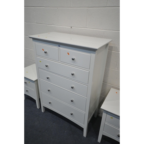 1294 - A MARKS AND SPENCERS WHITE BEDROOM SUITE, comprising a chest of two short over four long drawers, wi... 