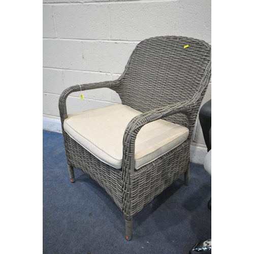 1298 - A MODERN SWIVEL OFFICE CHAIR, and a faux rattan armchair with a loose seat pad (condition report: go... 