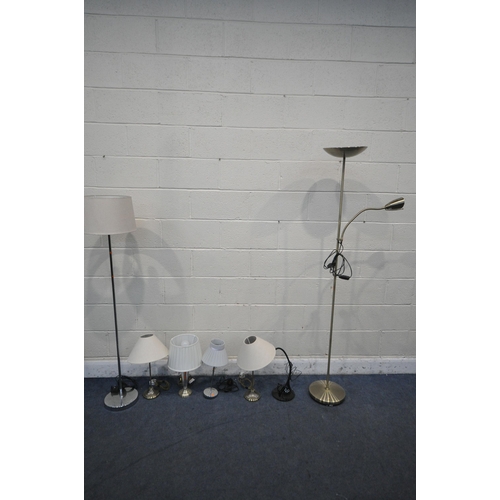 1300 - A SELECTION OF LIGHTING, to include two standard lamps, and five table lamps (7)