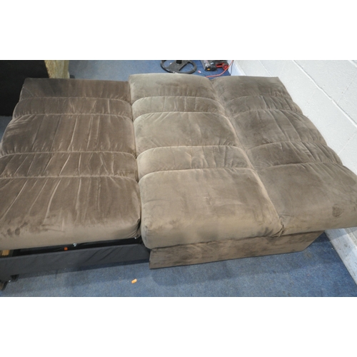 1309 - A BROWN UPHOLSTERED BED SETTEE