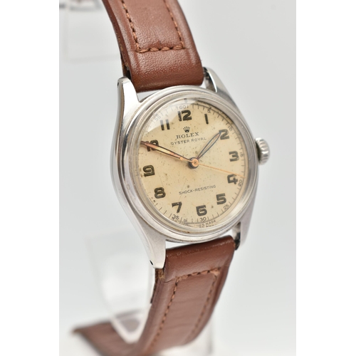 101 - A 'ROLEX OYSTER ROYAL' WRISTWATCH, hand wound movement, round dial signed 'Rolex Oyster Royal', Arab... 