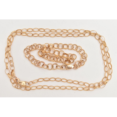 20 - A 9CT GOLD CHAIN NECKLACE AND BRACELET, a belcher link chain necklace, fitted with a lobster clasp, ... 