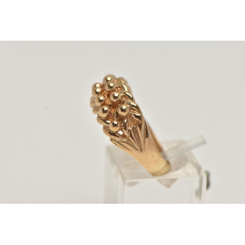 34 - A 9CT GOLD KEEPER RING, yellow gold two row keeper ring, approximate width 9mm, hallmarked 9ct Birmi... 