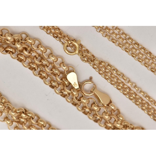 40 - TWO 9CT GOLD CHAIN NECKLACES, a yellow gold belcher link chain, fitted with a spring clasp, approxim... 