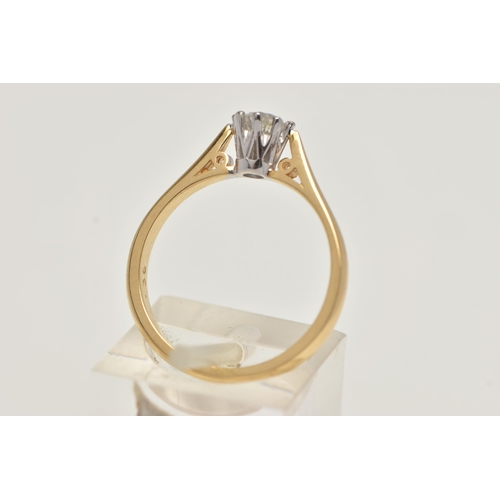 68 - AN 18CT GOLD SINGLE STONE DIAMOND RING, the brilliant cut diamond within an eight claw setting, stam... 