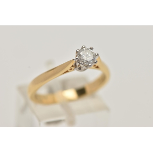 68 - AN 18CT GOLD SINGLE STONE DIAMOND RING, the brilliant cut diamond within an eight claw setting, stam... 