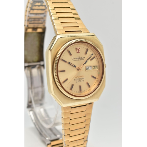 94 - AN 'OMEGA' CONSTELATION CHRONOMETER WRISTWATCH, circa 1973, quartz movement, round dial signed 'Cons... 