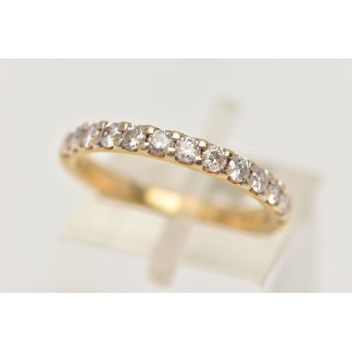 119 - AN 18CT GOLD DIAMOND HALF ETERNITY RING, thirteen round brilliant cut diamonds, approximate total di... 