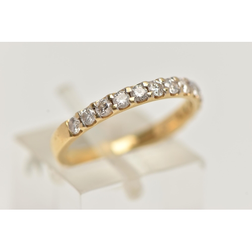 119 - AN 18CT GOLD DIAMOND HALF ETERNITY RING, thirteen round brilliant cut diamonds, approximate total di... 