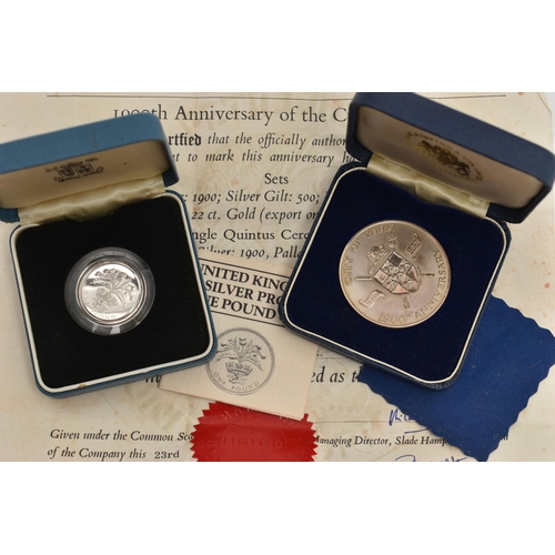 125 - TWO CASED SILVER COINS, city of York 1900th anniversary coin and a United Kingdom silver proof one p... 