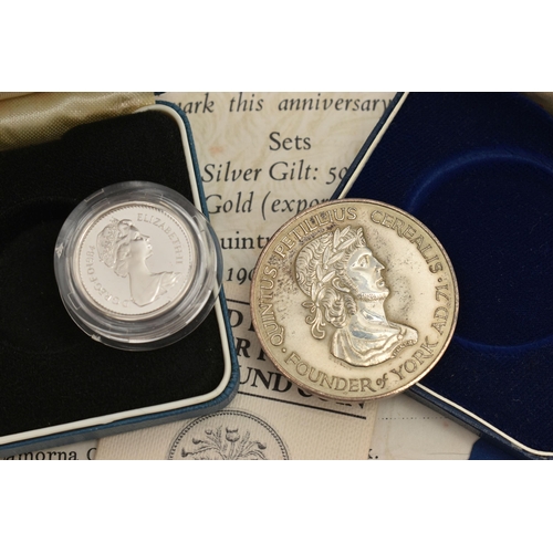 125 - TWO CASED SILVER COINS, city of York 1900th anniversary coin and a United Kingdom silver proof one p... 