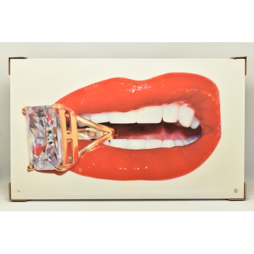 320 - RORY HANCOCK (WELSH 1987) 'ROCK CANDY', a signed limited edition box canvas print of a mouth and a d... 