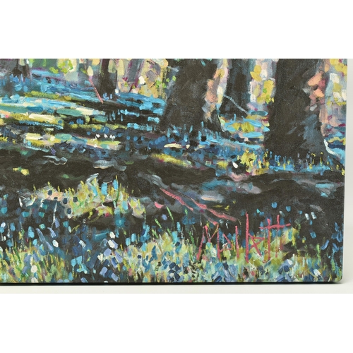 324 - TIMMY MALLETT (BRITISH CONTEMPORARY) 'Bluebell Shadows', limited edition box canvas print of a woodl... 