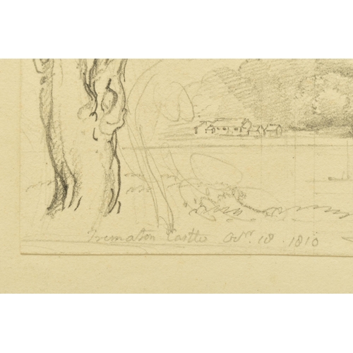 333 - CIRCLE OF JOSEPH FARRINGTON (1747-1821) 'TREMATON CASTLE' an unsigned sketch of the castle across th... 