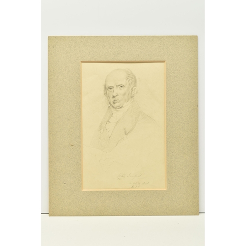 341 - A PORTRAIT OF LUKE HANSARD (1752-1828), a pencil sketch depicting Hansard who's company published re... 