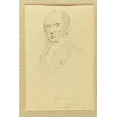 341 - A PORTRAIT OF LUKE HANSARD (1752-1828), a pencil sketch depicting Hansard who's company published re... 