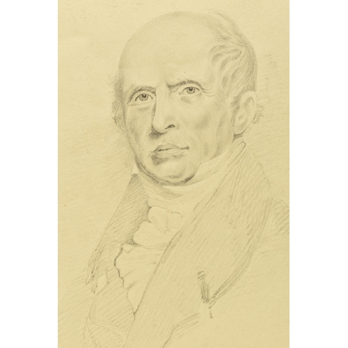 341 - A PORTRAIT OF LUKE HANSARD (1752-1828), a pencil sketch depicting Hansard who's company published re... 