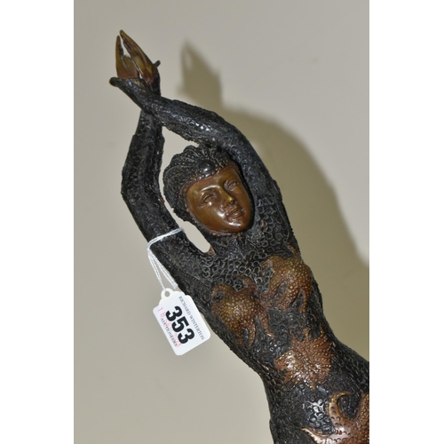 353 - A CHIPARUS STYLE CAST BRONZE 'STARFISH DANCER' STATUETTE, arms outstretched above her head, height 5... 