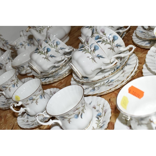 357 - A GROUP OF ROYAL ALBERT 'BRIGADOON' PATTERN TEA AND COFFEE WARE, comprising a coffee pot (visible cr... 