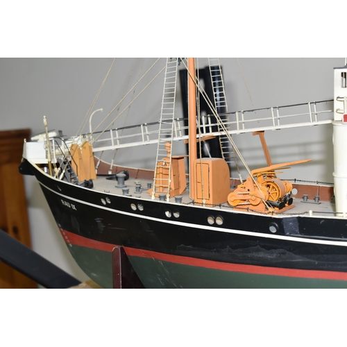 372 - A MOTORISED MODEL SHIP, RAU IX, rests on a stand, motor in internal compartment, length approximatel... 