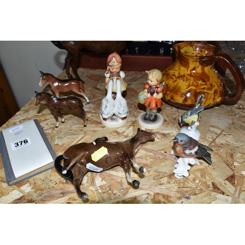 376 - A GROUP OF CERAMICS AND SUNDRY ITEMS, comprising Beswick horses: Swish Tail Horse - second version, ... 