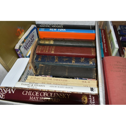 379 - THREE BOXES OF BOOKS containing approximately sixty-five miscellaneous titles in hardback and paperb... 