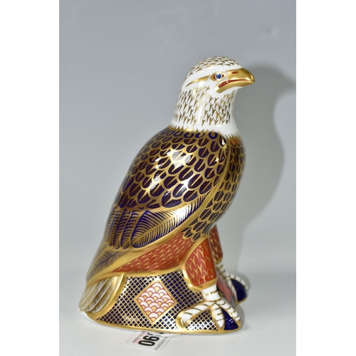 390 - A ROYAL CROWN DERBY BALD EAGLE PAPERWEIGHT, issued 1992-2001, gold stopper, red printed backstamp an... 