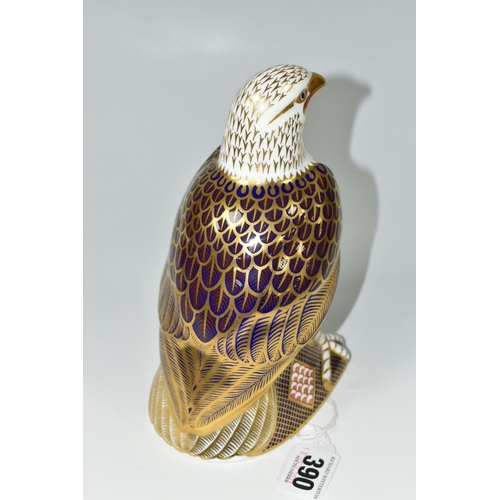 390 - A ROYAL CROWN DERBY BALD EAGLE PAPERWEIGHT, issued 1992-2001, gold stopper, red printed backstamp an... 