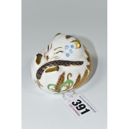 391 - A ROYAL CROWN DERBY DORMOUSE PAPERWEIGHT, issued 1991-1999, gold stopper, red printed backstamp and ... 