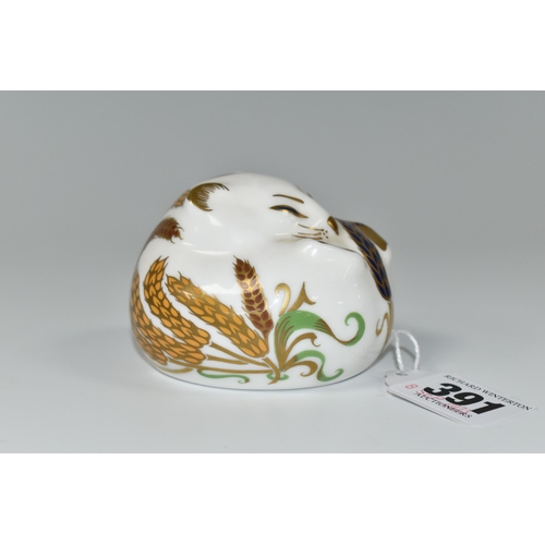 391 - A ROYAL CROWN DERBY DORMOUSE PAPERWEIGHT, issued 1991-1999, gold stopper, red printed backstamp and ... 