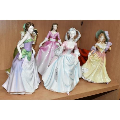 393 - SIX ROYAL DOULTON FIGURINES, comprising Diana HN3266, with Michael Doulton signature and date to bas... 