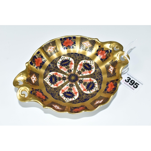 395 - A ROYAL CROWN DERBY OLD IMARI - SOLID GOLD BAND 'DUCHESS' SWEET TRAY NO 2, 1128 pattern, the twin ha... 