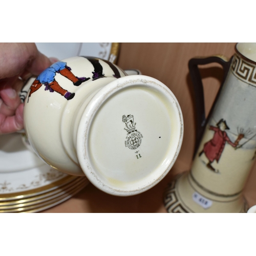 401 - A GROUP OF ROYAL DOULTON, comprising a Souvenir of the Great War cup, six, mostly series ware, jugs:... 