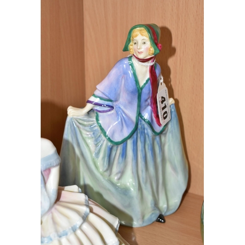 410 - TWO ROYAL DOULTON FIGURINES AND A CHARACTER JUG, comprising Sweet Anne HN1318 (crazing), Daydreams H... 