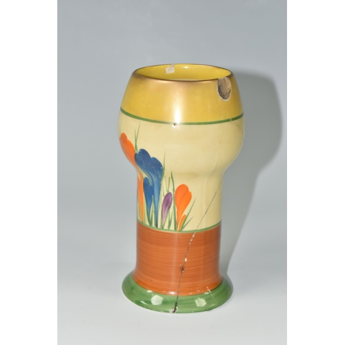 416 - A CLARICE CLIFF 'CROCUS' PATTERN VASE, shape 268, for Wilkinson Ltd, height 15cm, black printed Biza... 