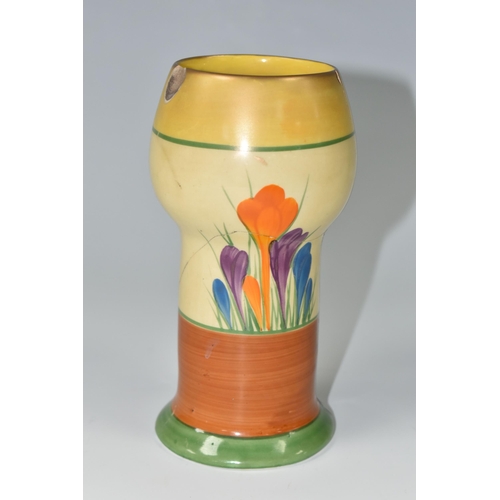 416 - A CLARICE CLIFF 'CROCUS' PATTERN VASE, shape 268, for Wilkinson Ltd, height 15cm, black printed Biza... 